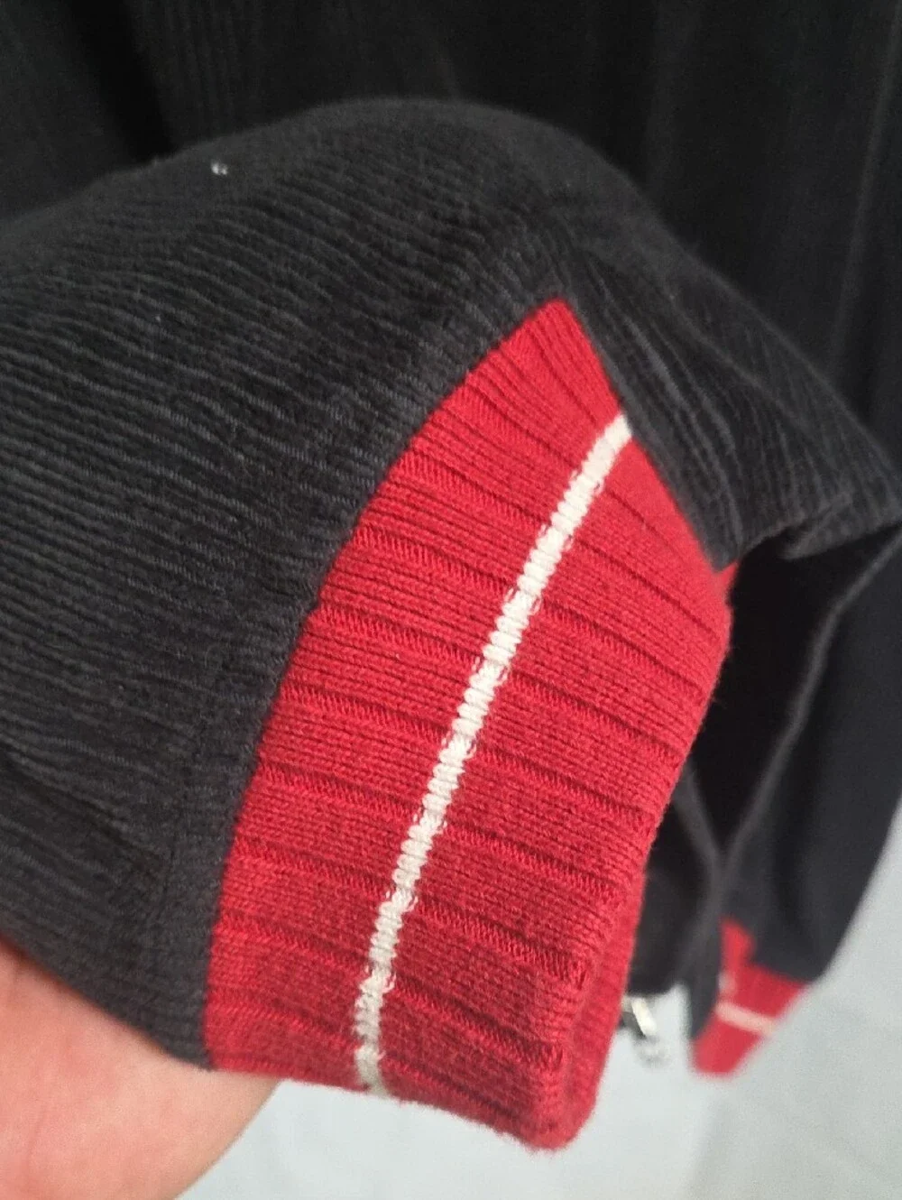 Jordan Black Corduroy Full-Zip Jacket with Red Trim, Sz. XXL